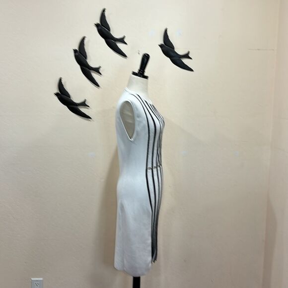 Opening Ceremony Black/White Striped Piped Argyle Two-Tone Bodycon Dress - S / M - Picture 3 of 14